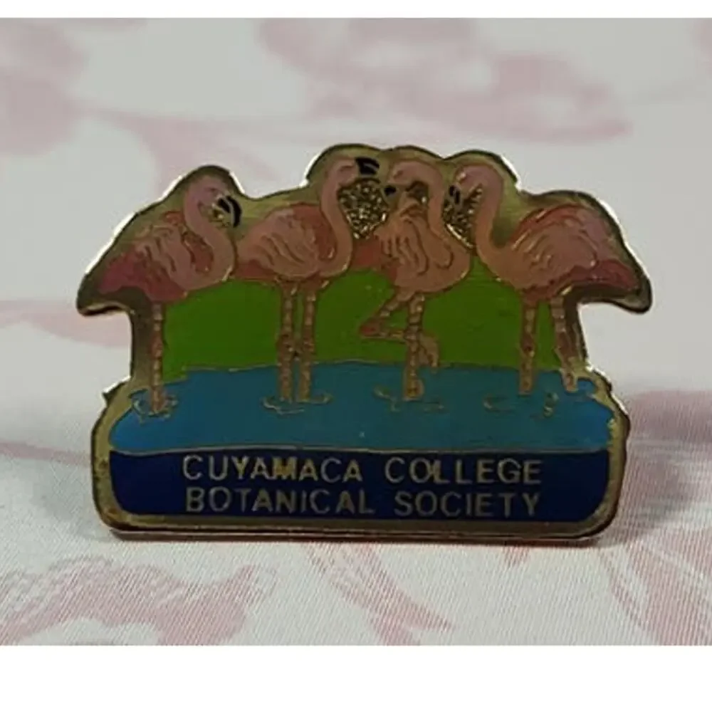 Cuyamaca College Botanical Society Flamingo Pin for a Hat, Jacket or Backpack